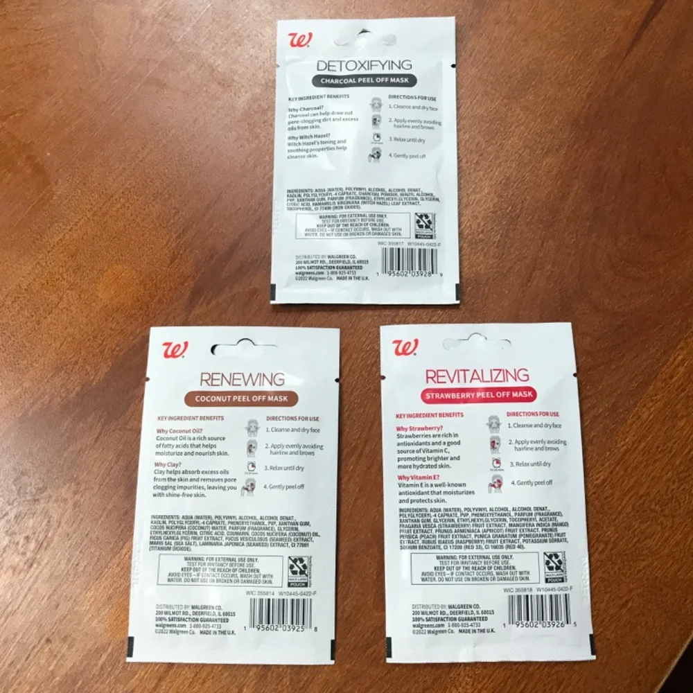 Walgreens Revitalizing/Detoxifying/Renewing Peel Off Masks Bundle 6 pack New